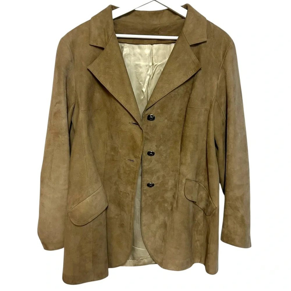 Vintage Aleksanders of Norway 70s M-L suede button jacket collar western boho - Picture 3 of 13